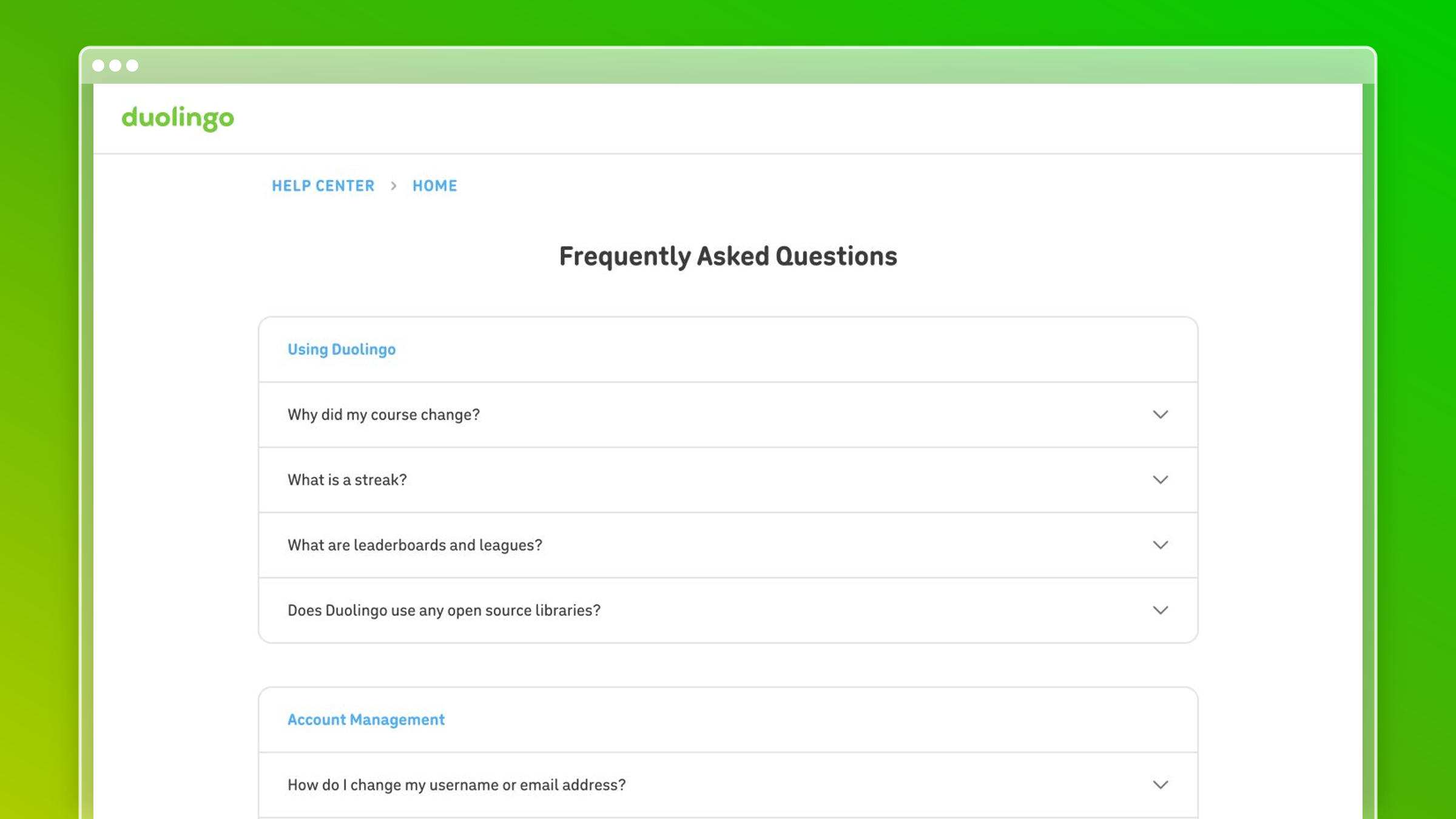 Duolingo knowledge base example