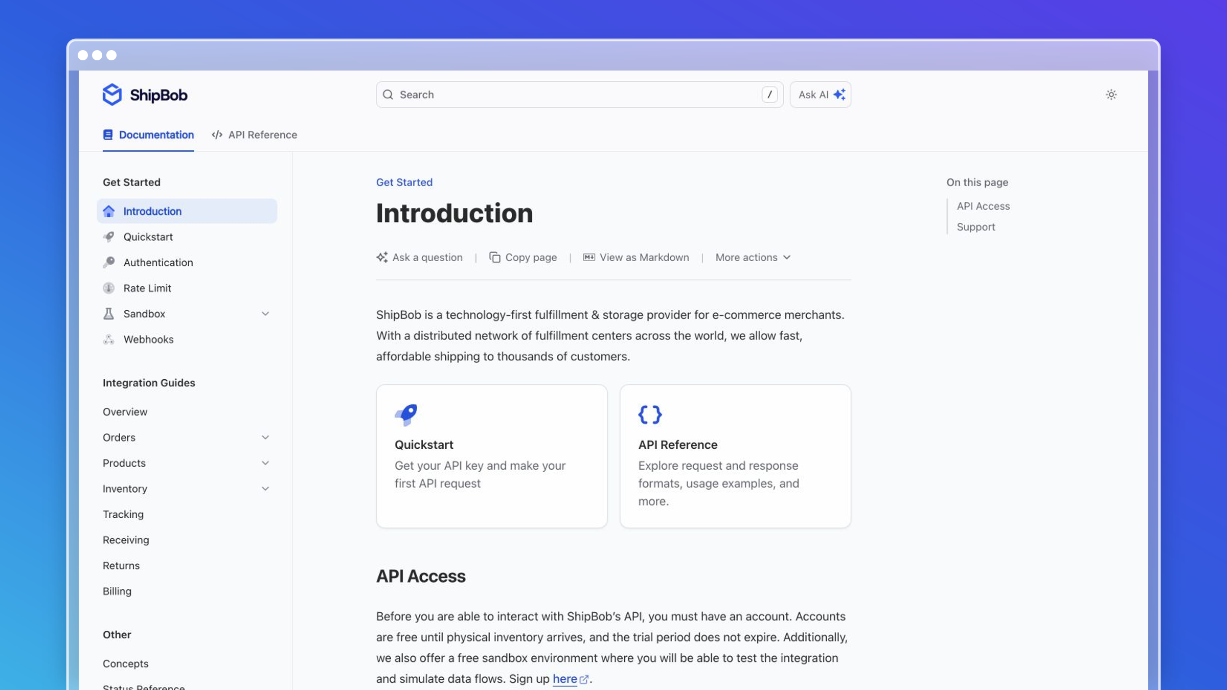 ShipBob knowledge base example