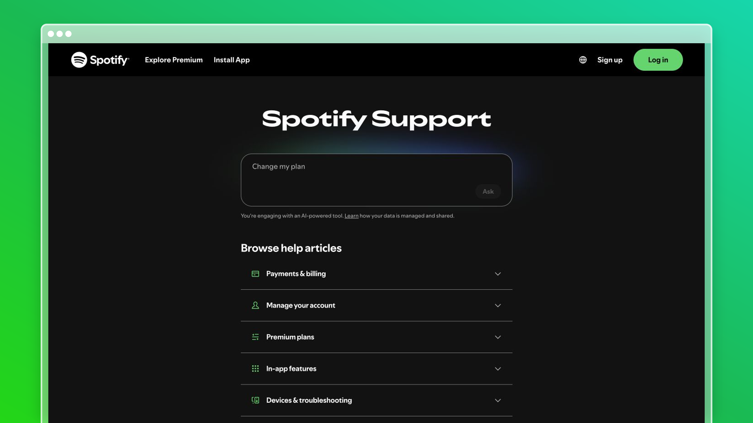 Spotify knowledge base example