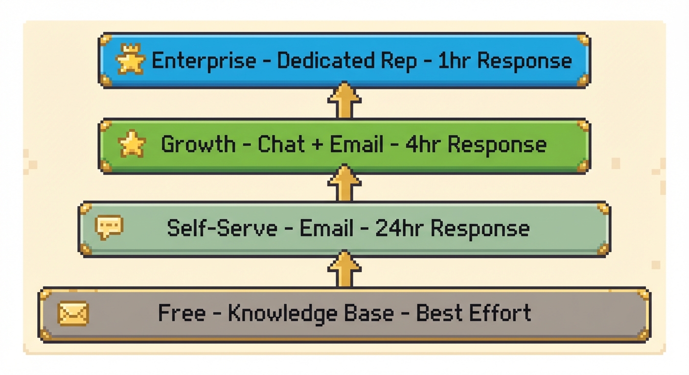 Support tiering strategy for scaling customer support by customer segment and ARR
