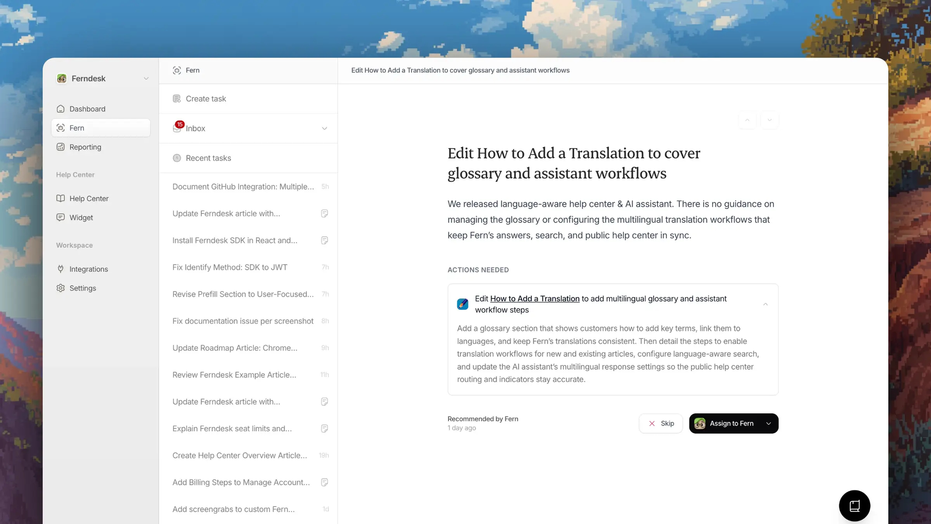 Ferndesk AI keeps documentation up to date