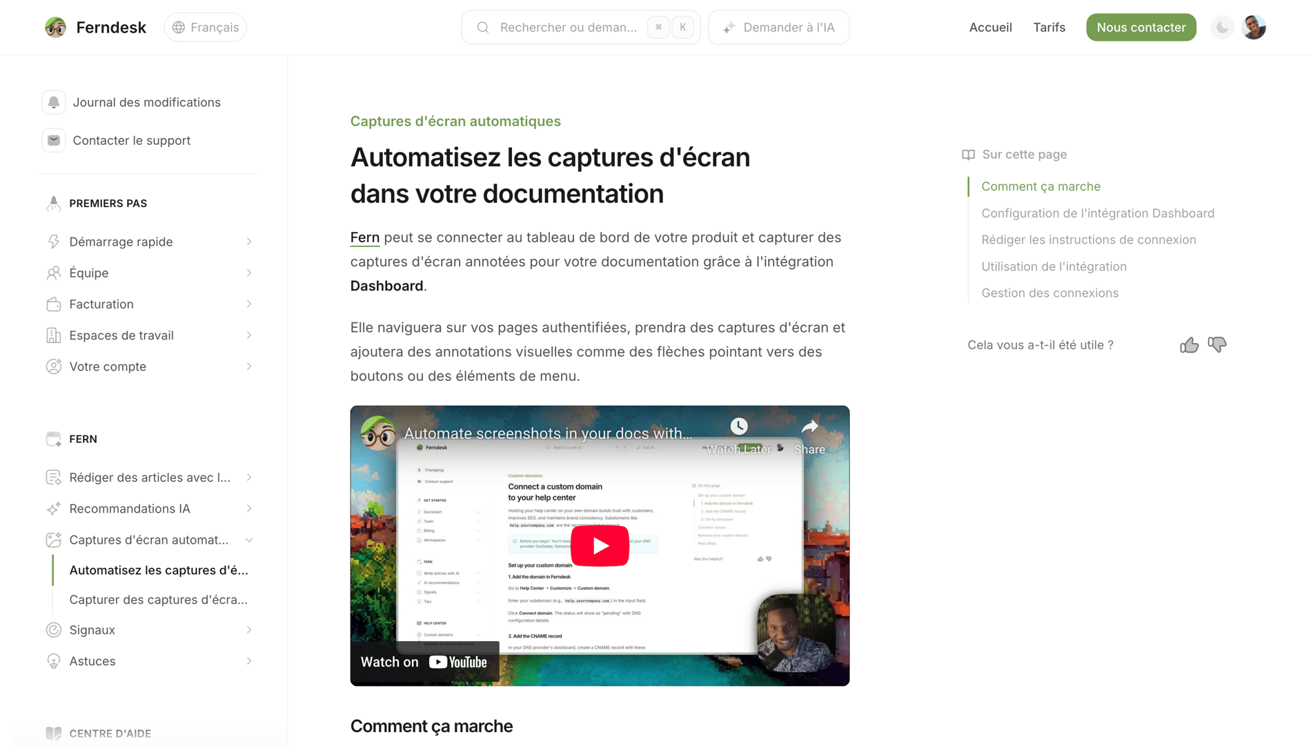 Help center screenshot