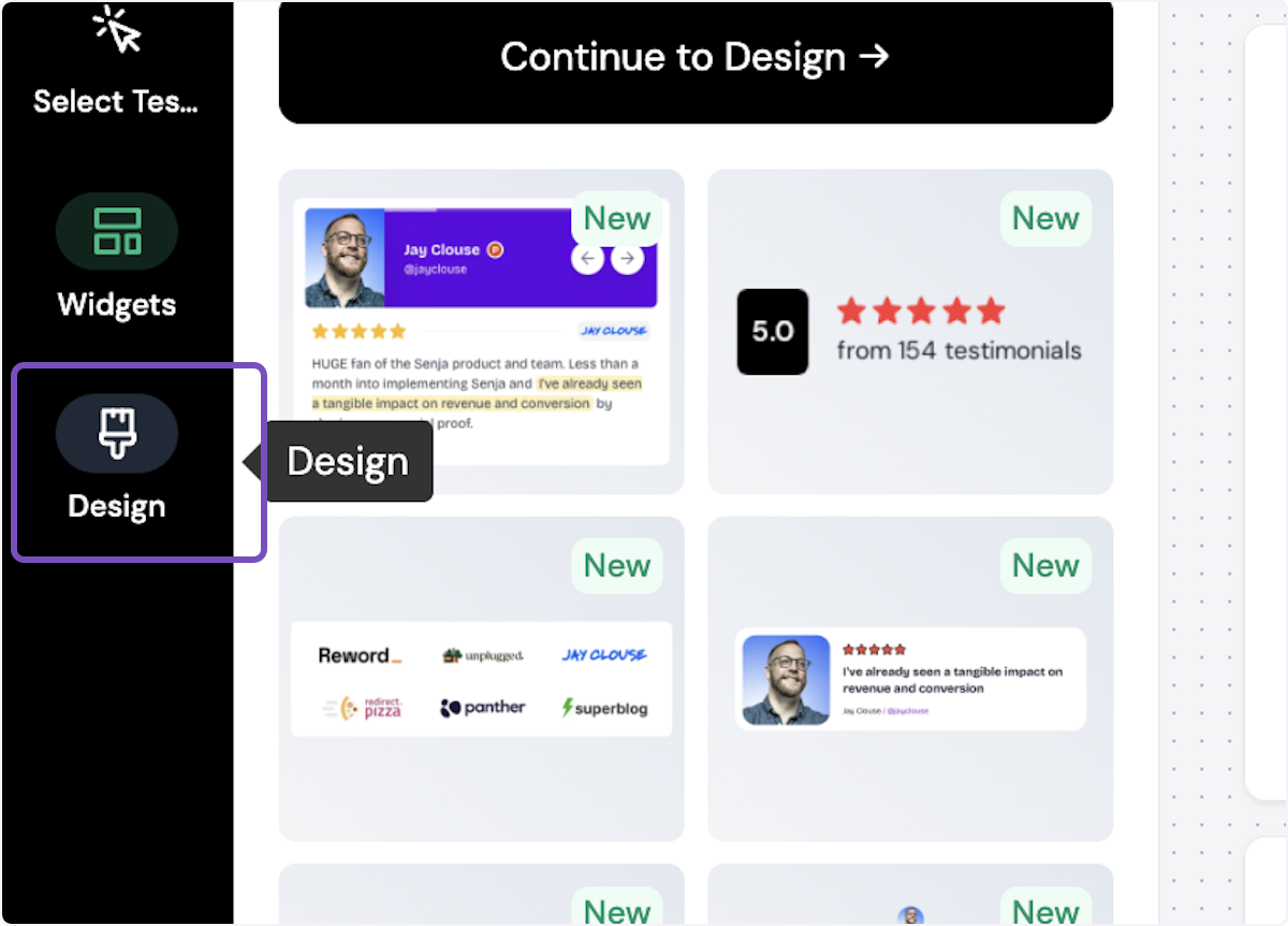 Click on Design on the menu
