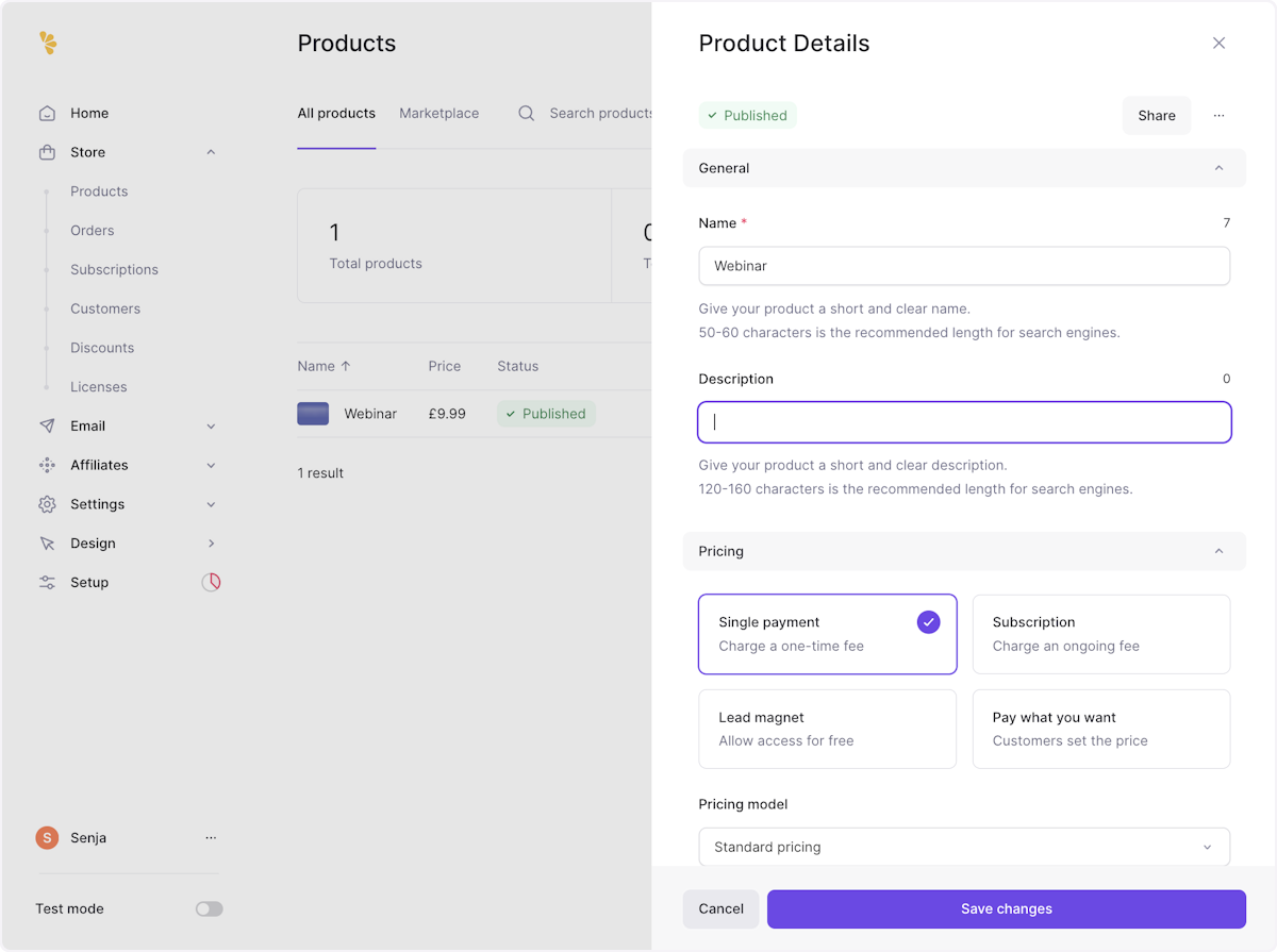 Click on the Description field