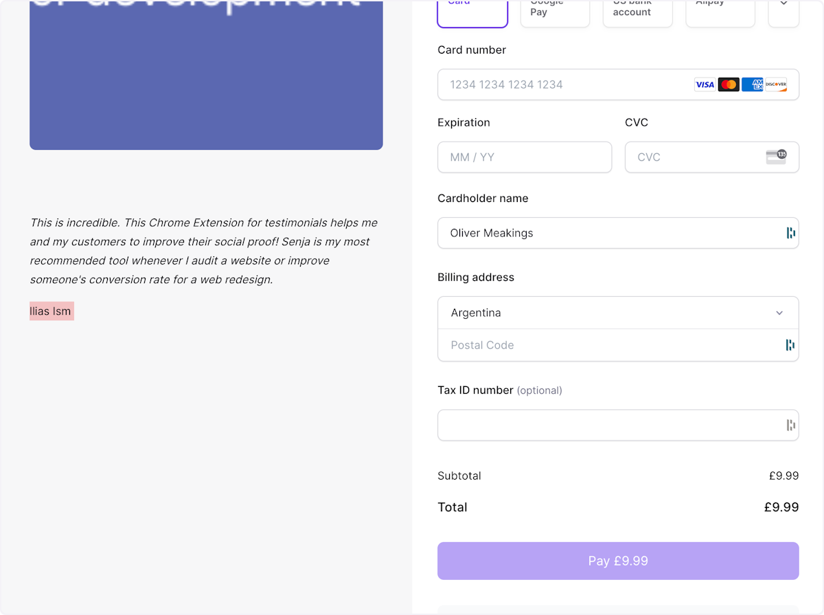 Your testimonial is now live on your Lemon Squeezy checkout page
