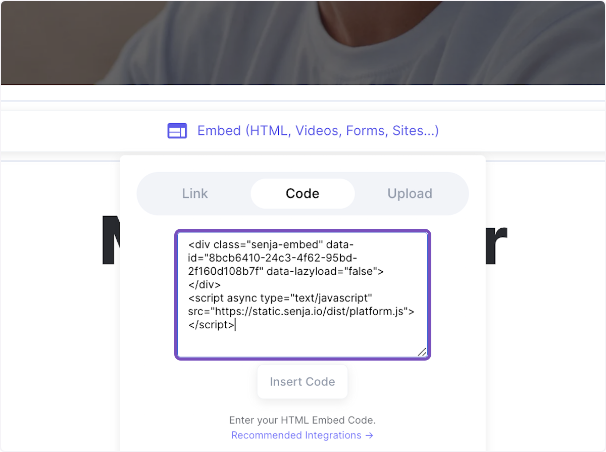 Paste your widget code into the text area