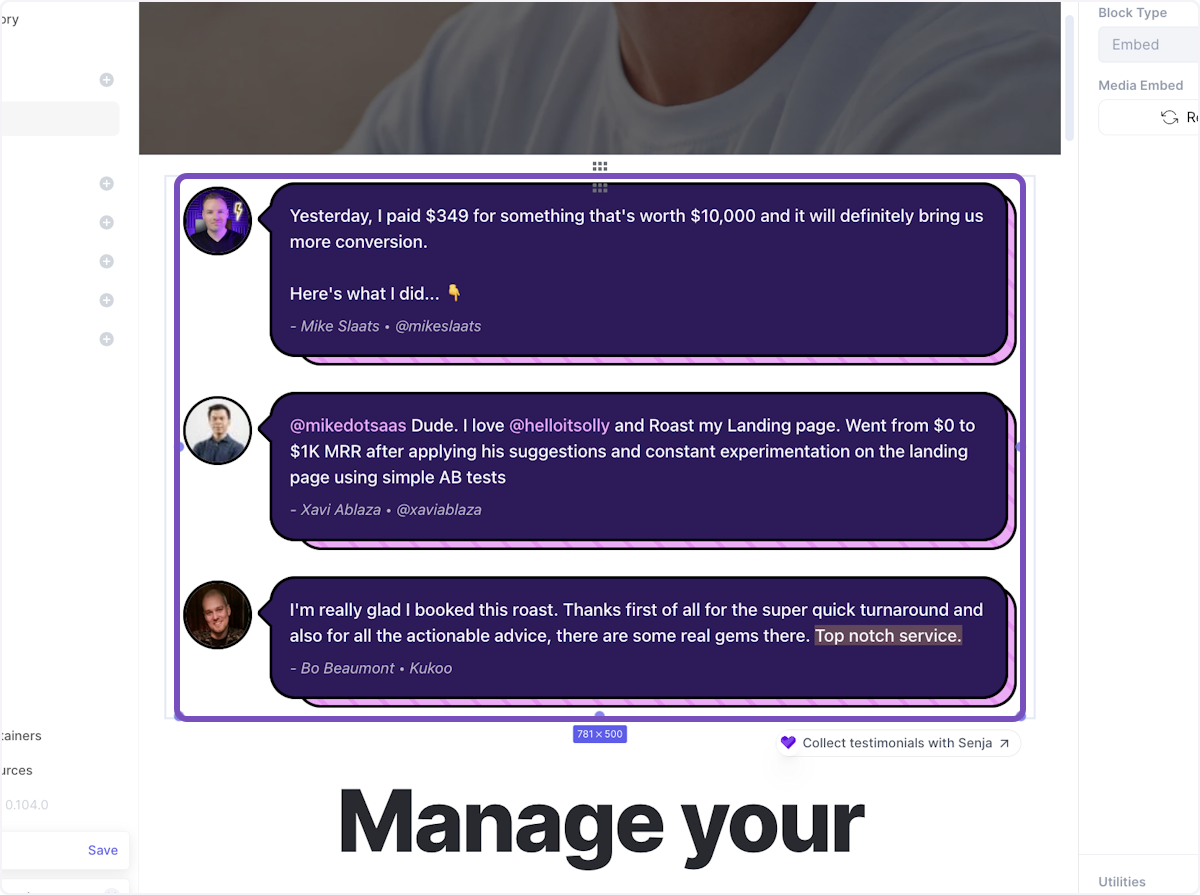 Resize the testimonial element so it looks fantastic