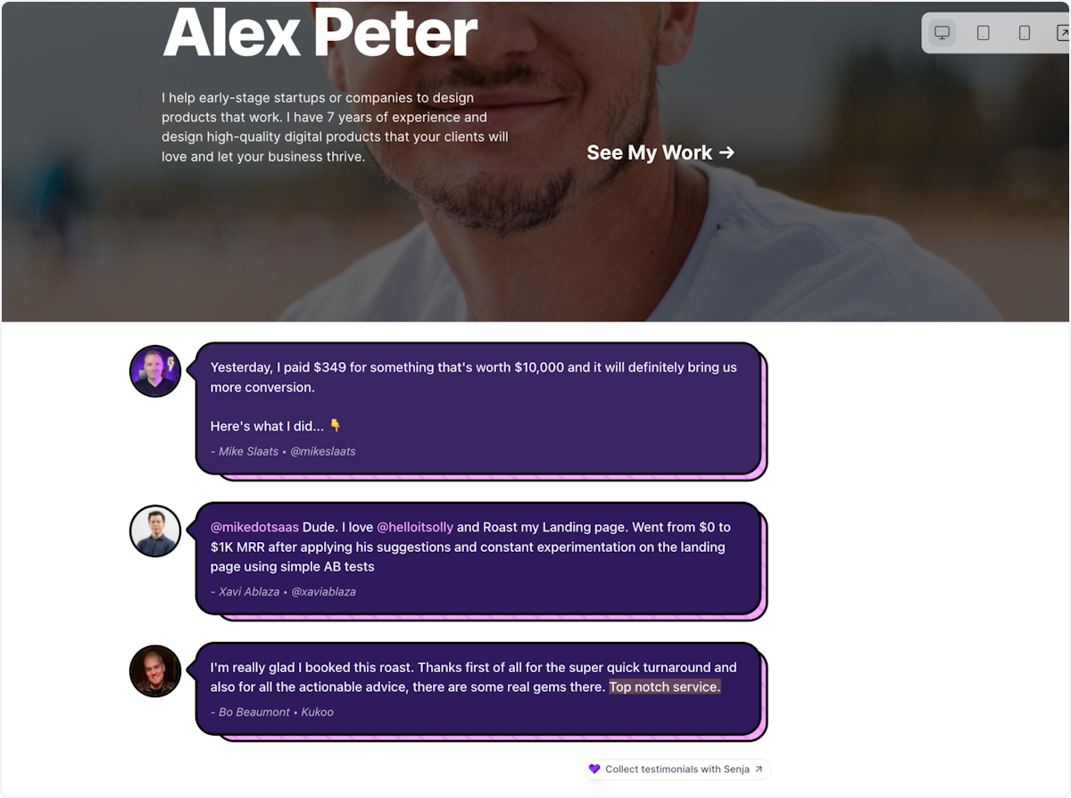 Your testimonials are looking amazing on Typedream