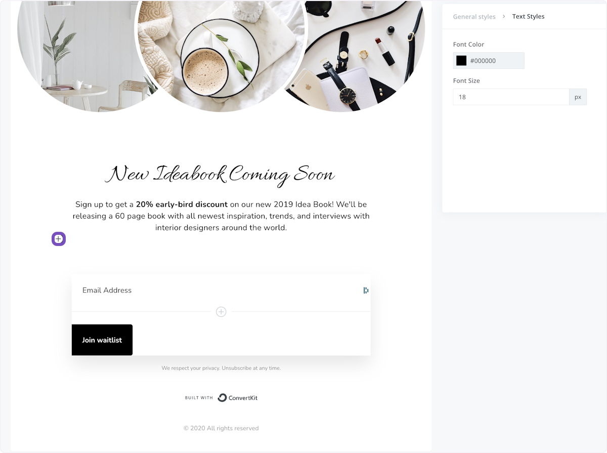 Click on + to open the options