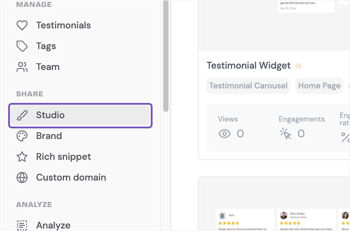 Open Senja and click on Studio