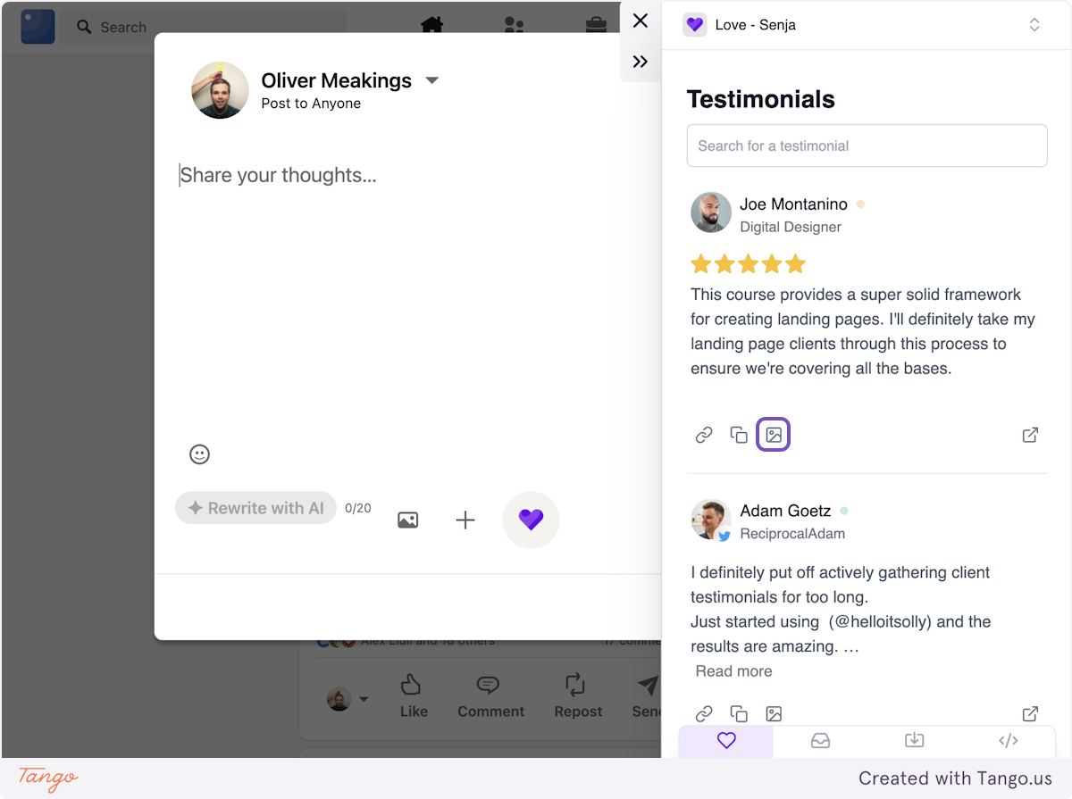 Select the testimonial you want to share