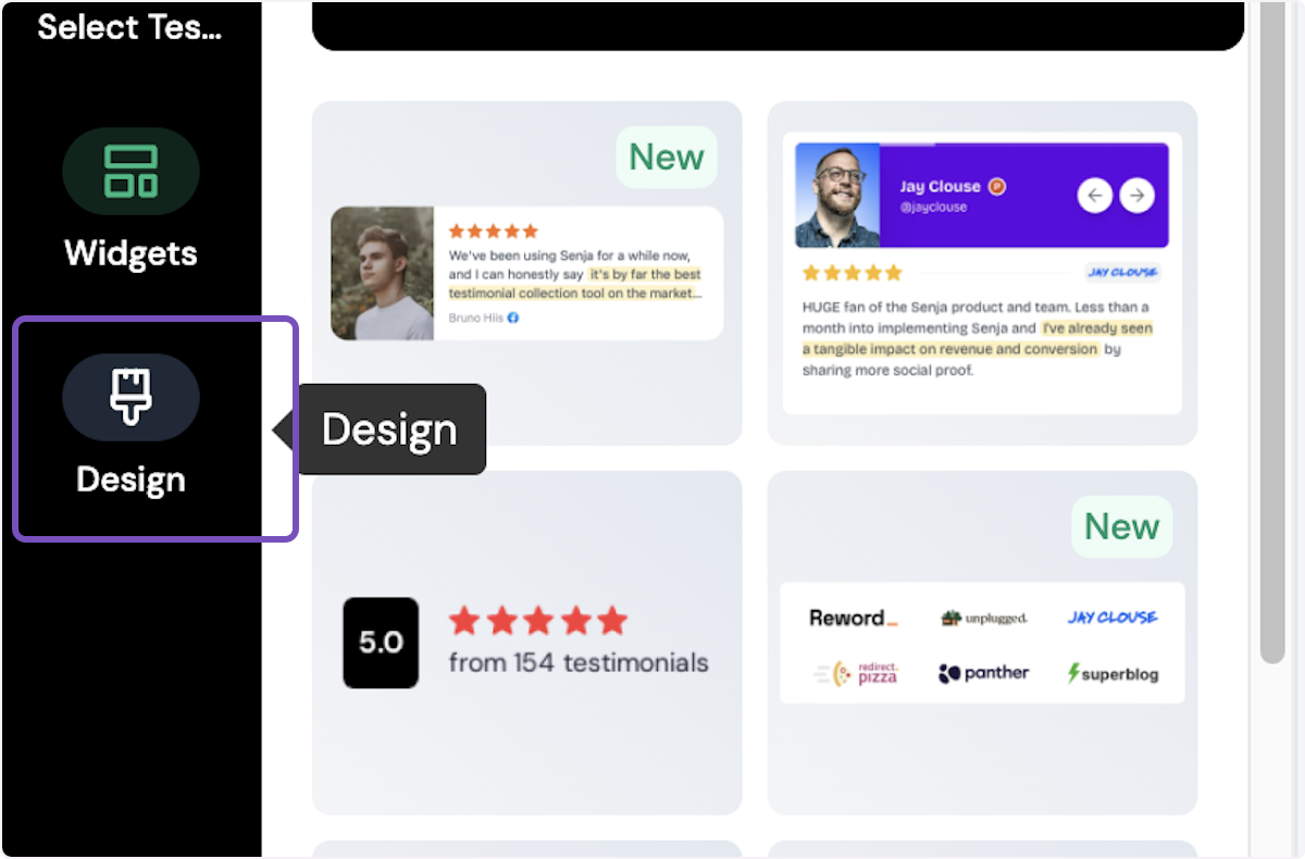 Click on Design to edit the design of the widget