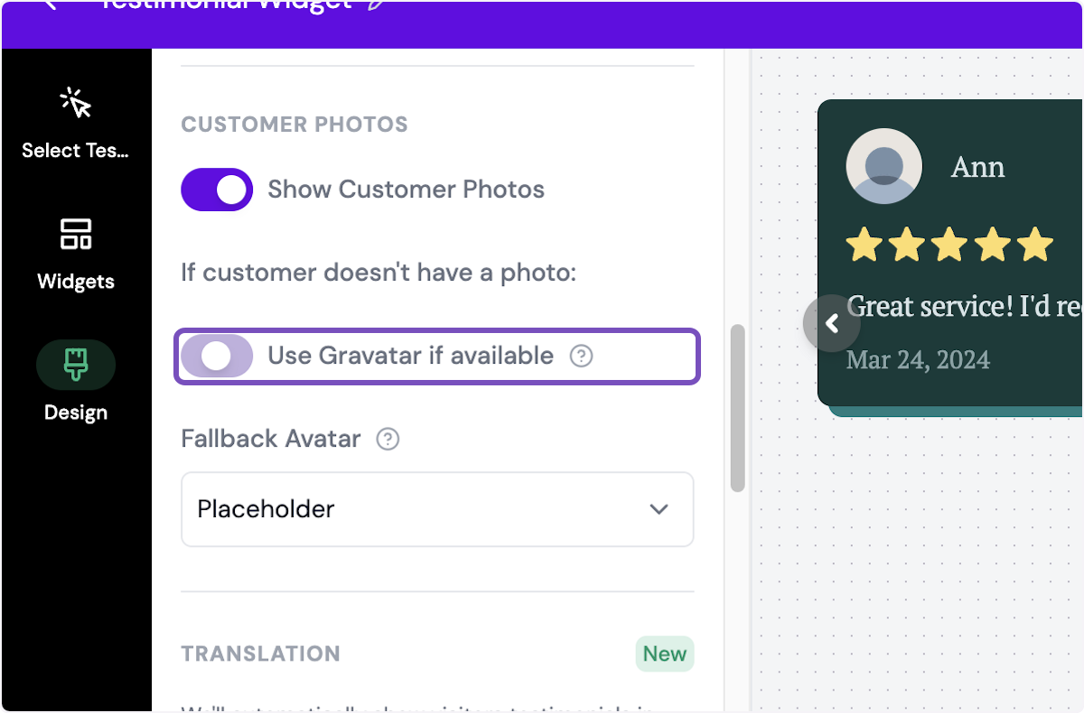 In this section, you can set your preference on how customer photos should show up.