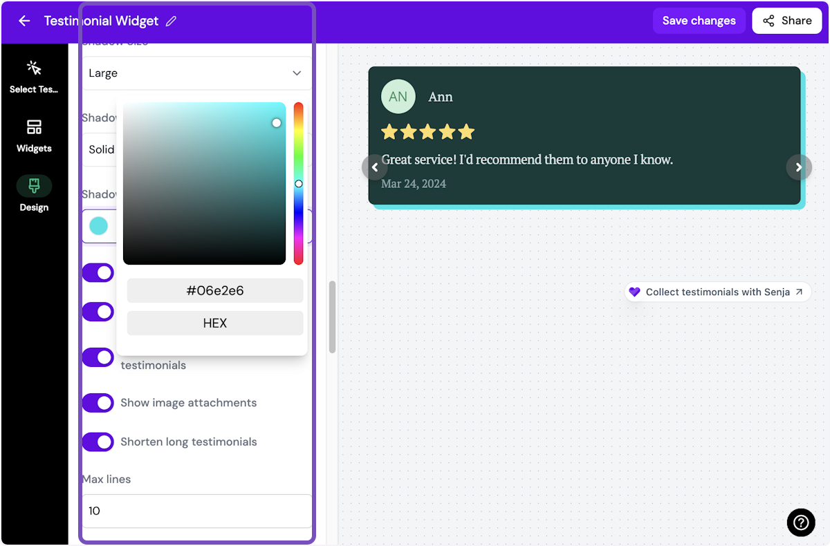 You can do other things such as add borders, show image attachments, and shorten longer testimonials