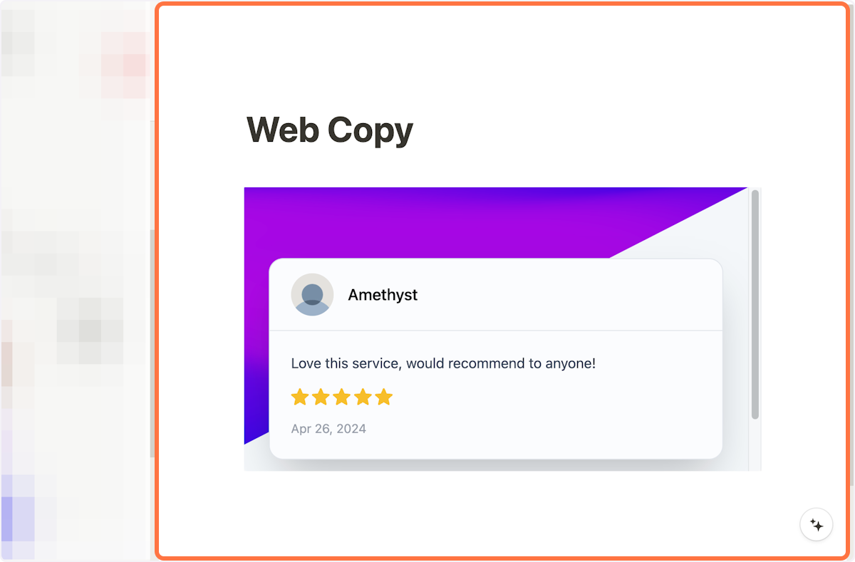 Notion gave me the option to embed the image testimonial (which is optional) but I went ahead and did it