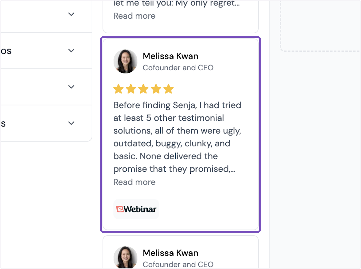 Start selecting your testimonials