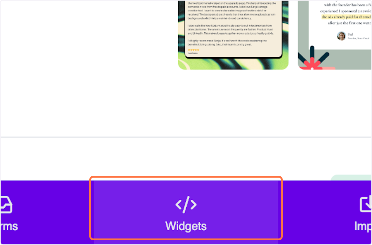Now, let's share your widget! To do that, open up the Senja Chrome Extension then click on Widgets