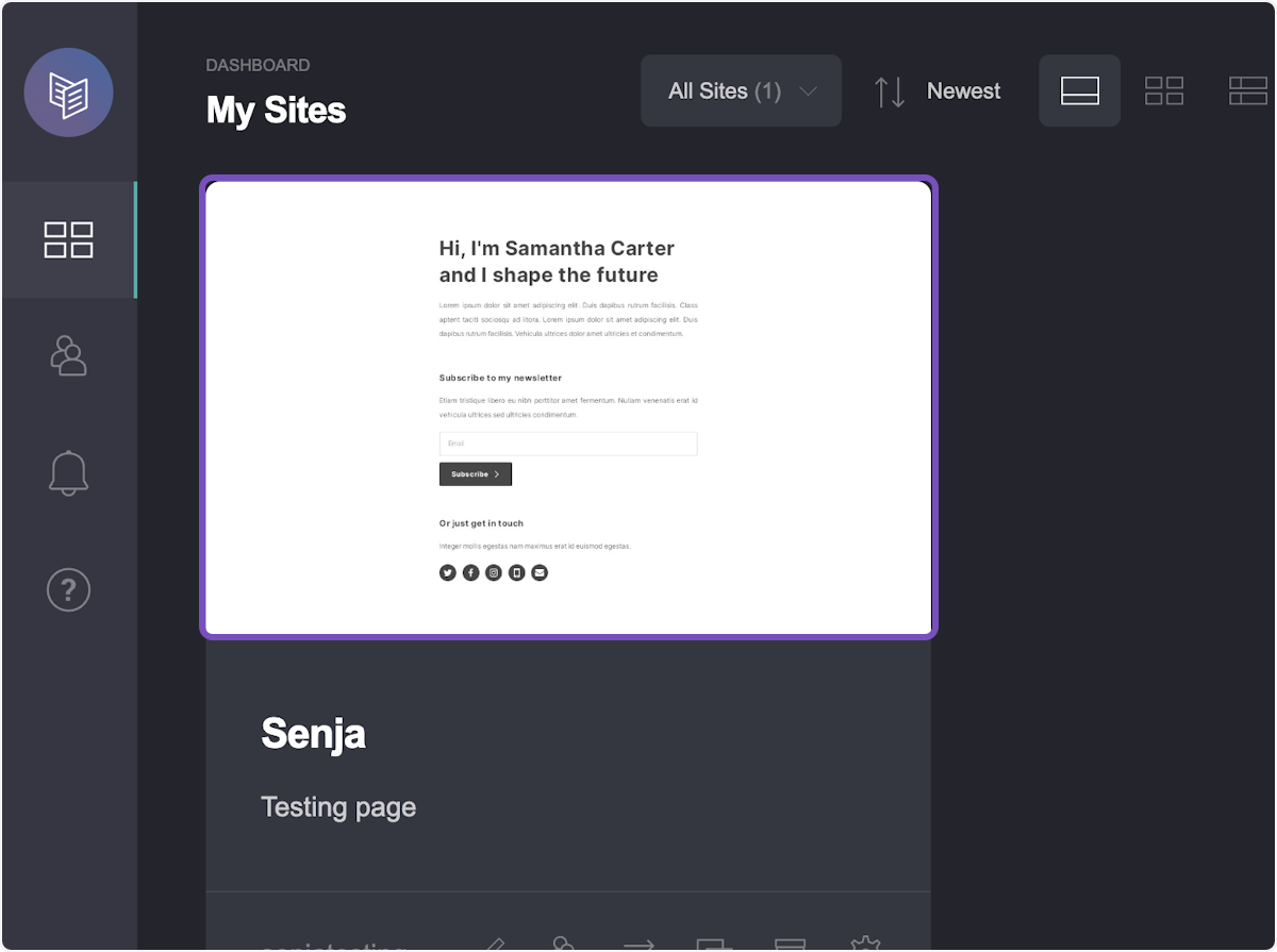 Click on the site you want to add your testimonials to