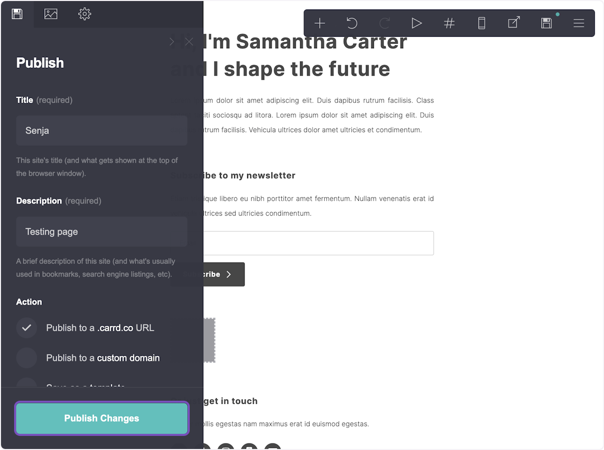 Click on Publish Changes