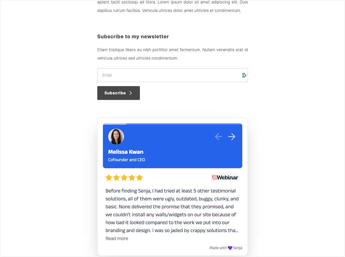 Your Senja widget is now live on your Carrd website