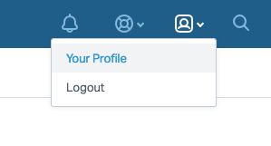 A screenshot of the Help Scout UI, showing the user profile dropdown menu with 'Your Profile' and 'Logout' options.