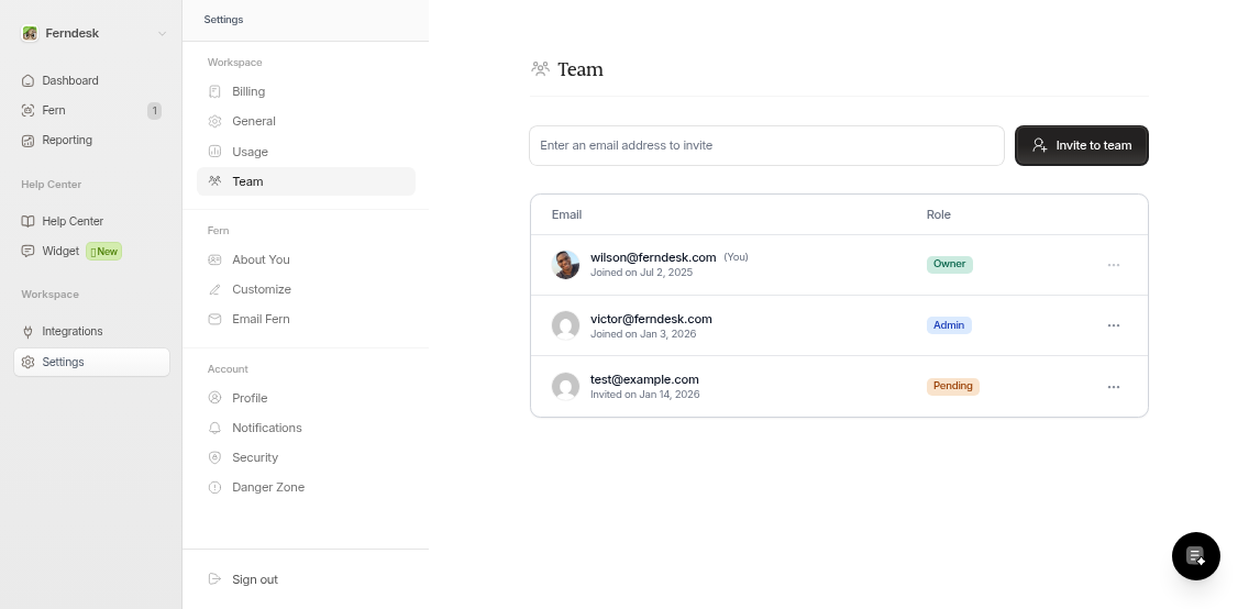 Pending invitation in team list