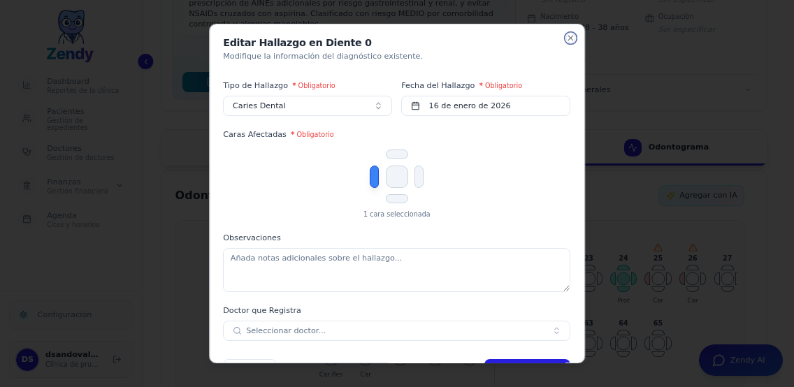 Formulario de registro de diagnóstico manual