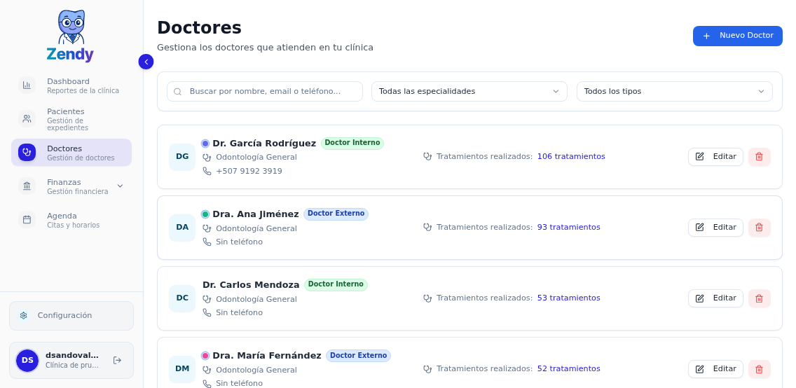 Confirmación de doctor creado exitosamente