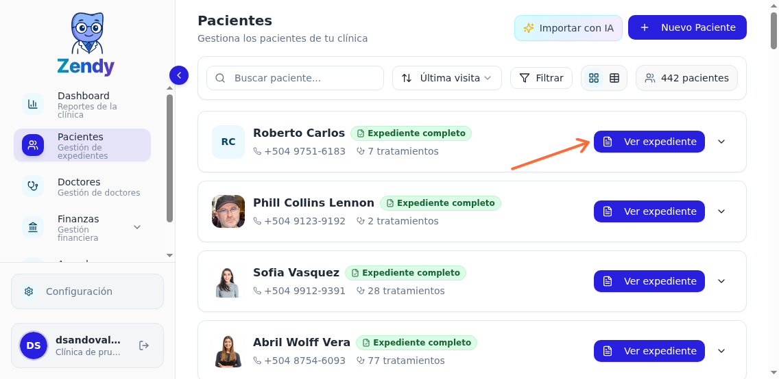 Acceso al expediente del paciente