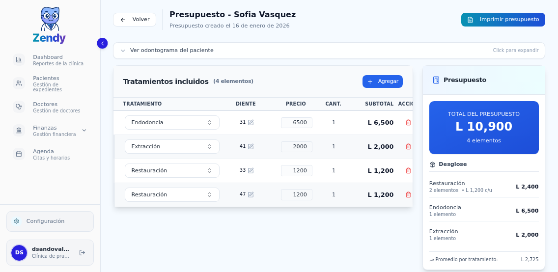 Presupuesto generado automáticamente por la IA