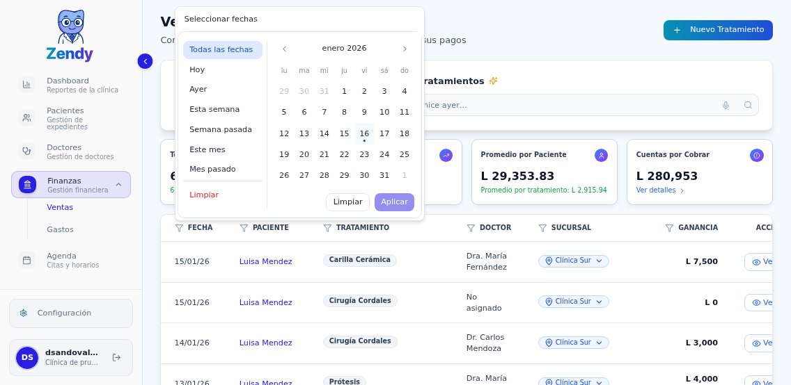 Opciones de filtro por fecha