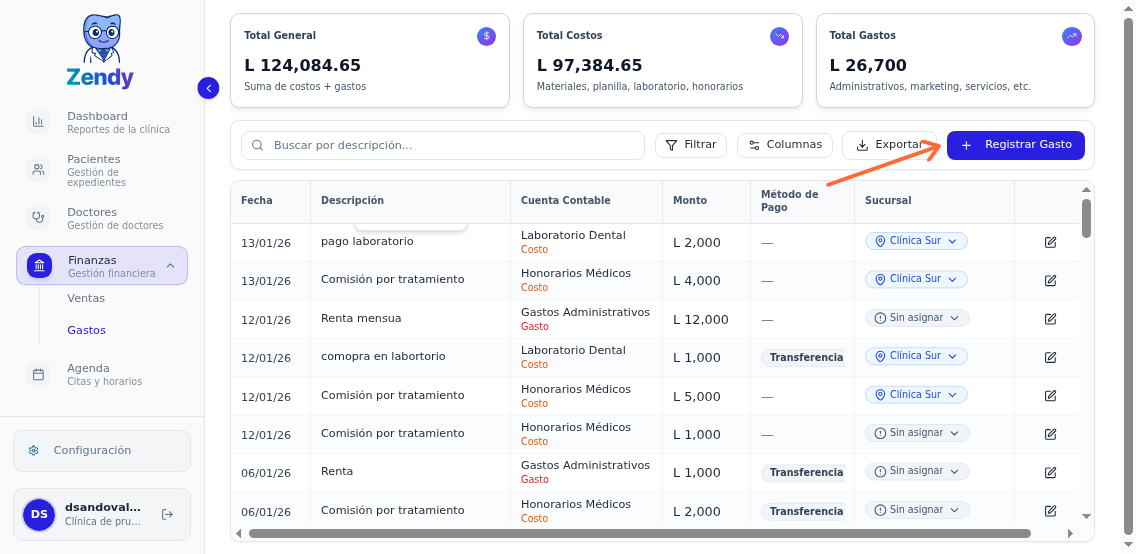 Botón para registrar un nuevo gasto