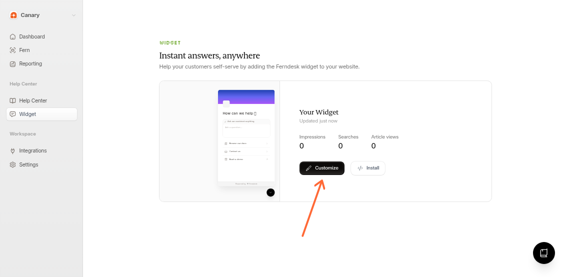 Customize widget button on widget card