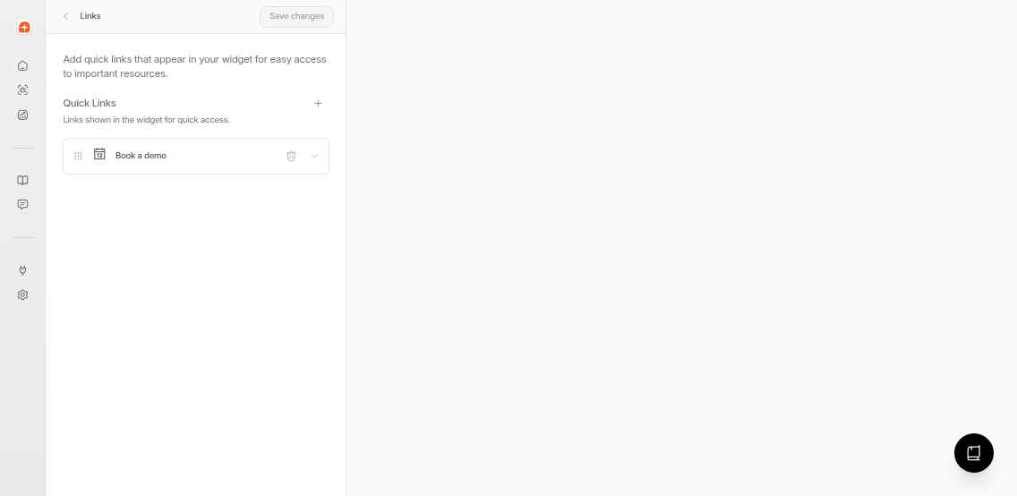 Links section in widget settings