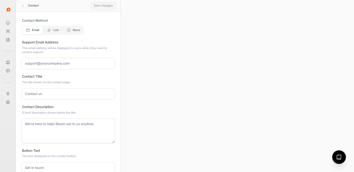 Contact section in widget settings