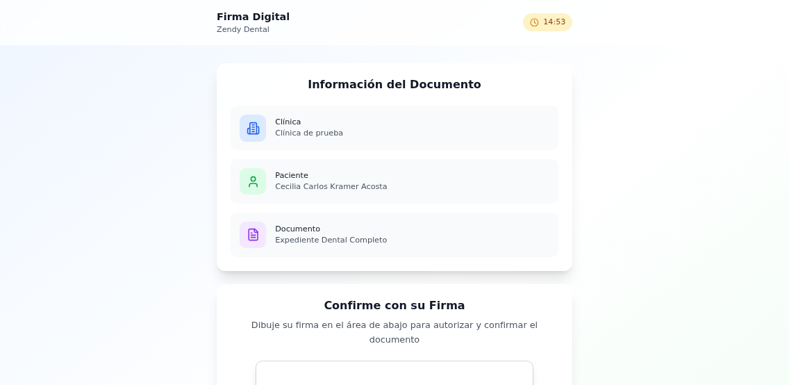 Vista de firma para el paciente