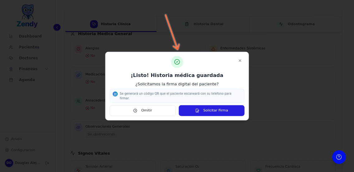Diálogo automático para solicitar firma después de guardar