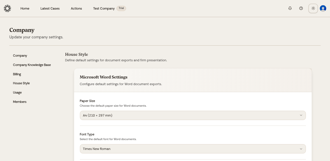 House style customization interface showing branding options