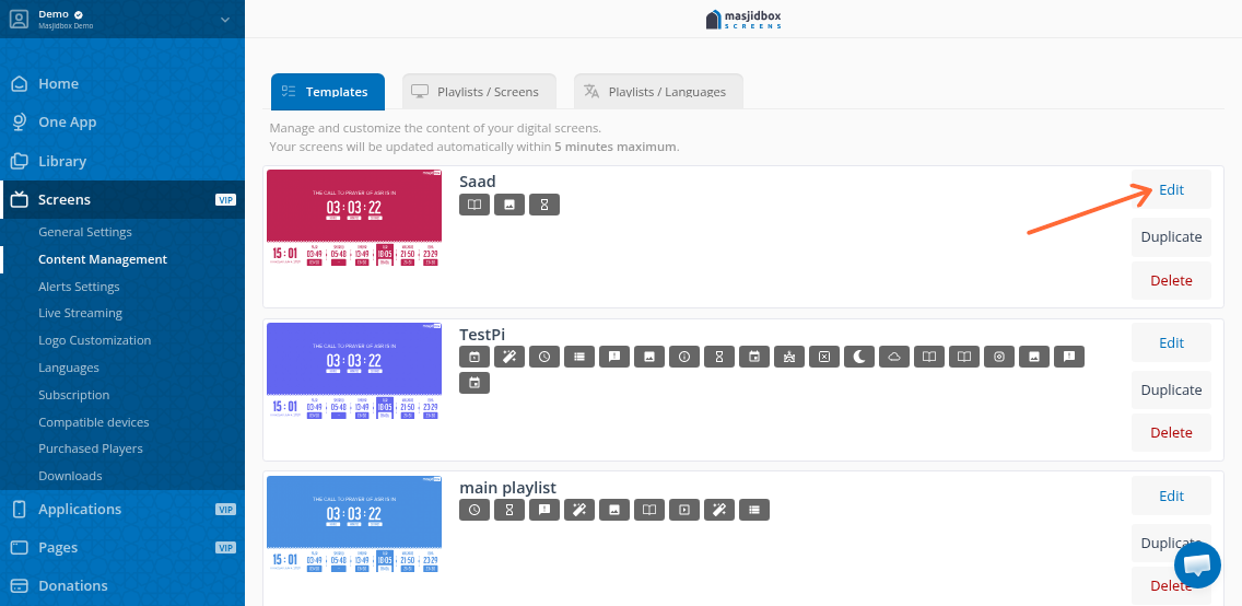 Edit a playlist in Content Management