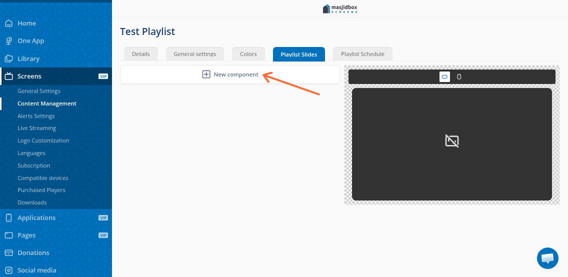 New component button