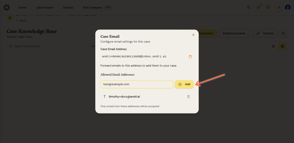 Adding an email address to the allowed list