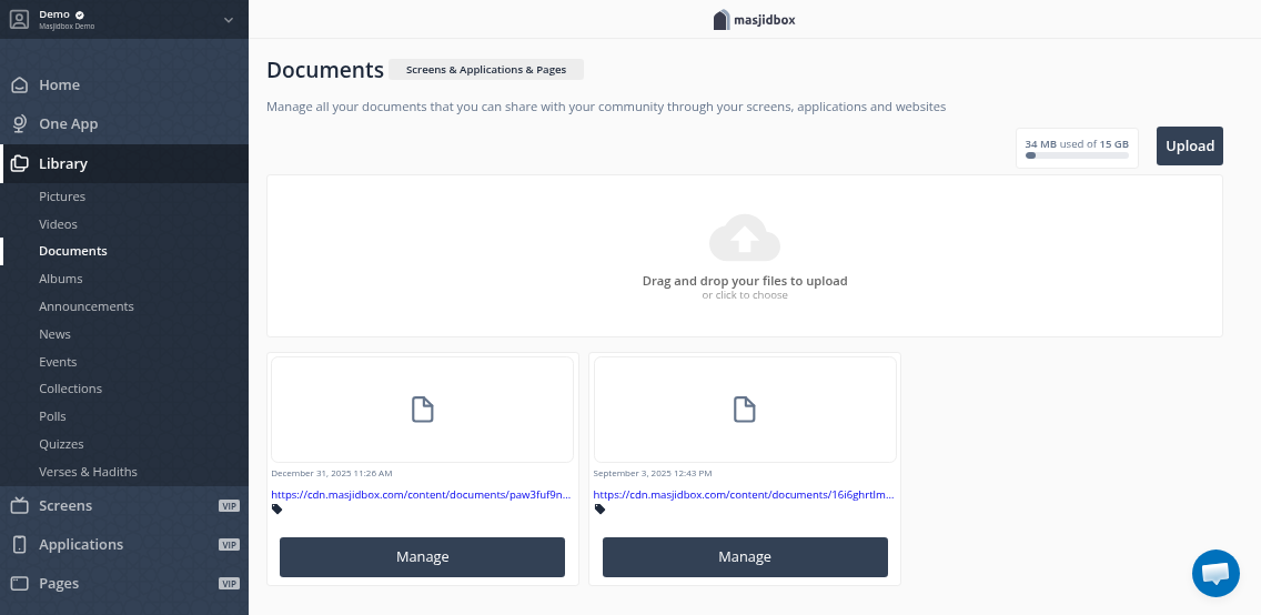 Upload interface showing drag and drop zone