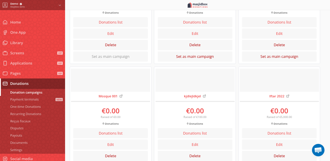 Set as main campaign option in menu
