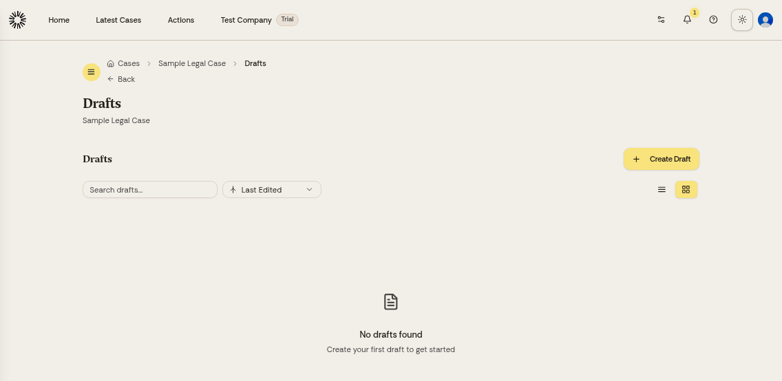 Drafts overview page