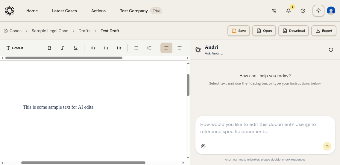 Text selection showing AI editing capabilities