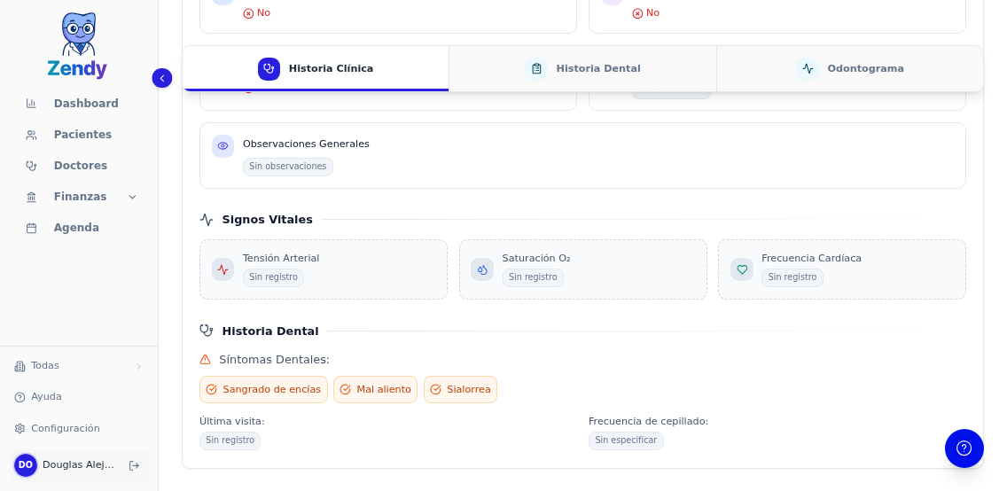 Modo de edición de la historia clínica