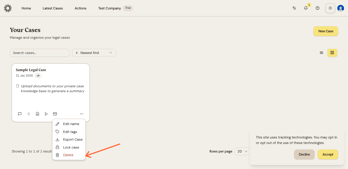 Three-dot menu expanded showing delete option