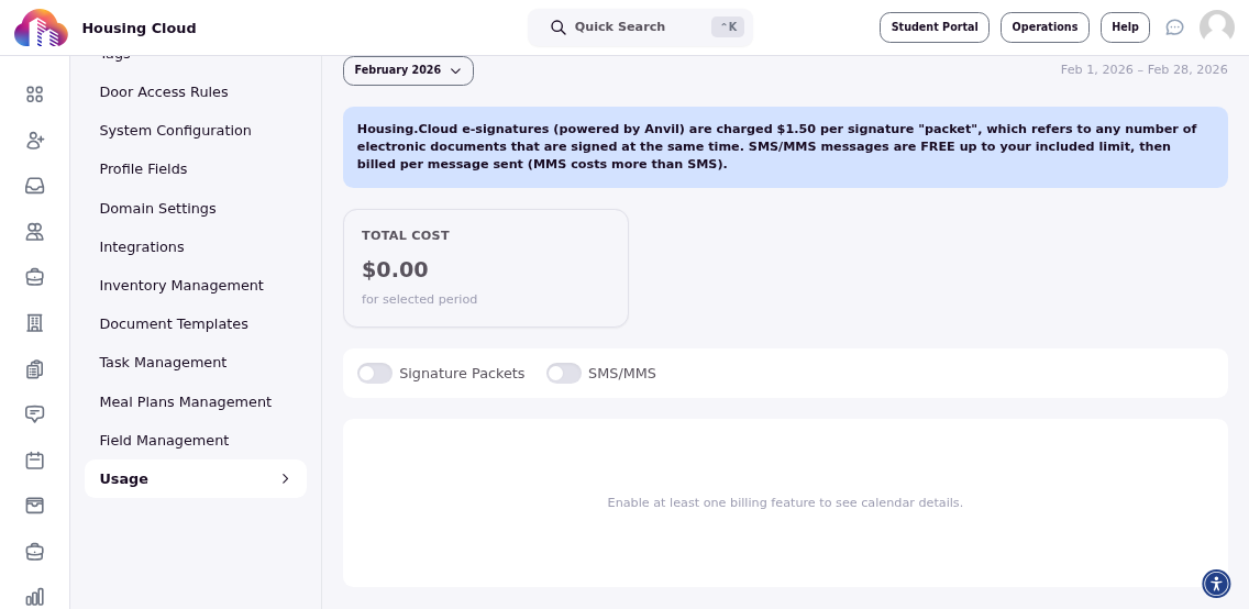 Toggle switches for filtering Signature Packets and SMS/MMS charges