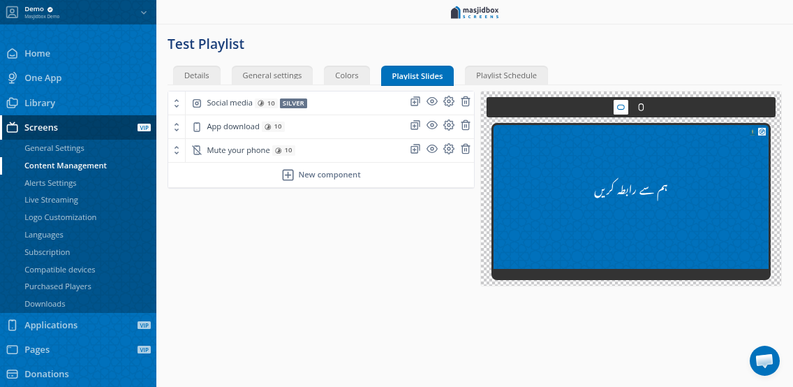 Preview of a donation QR code slide displaying on screen