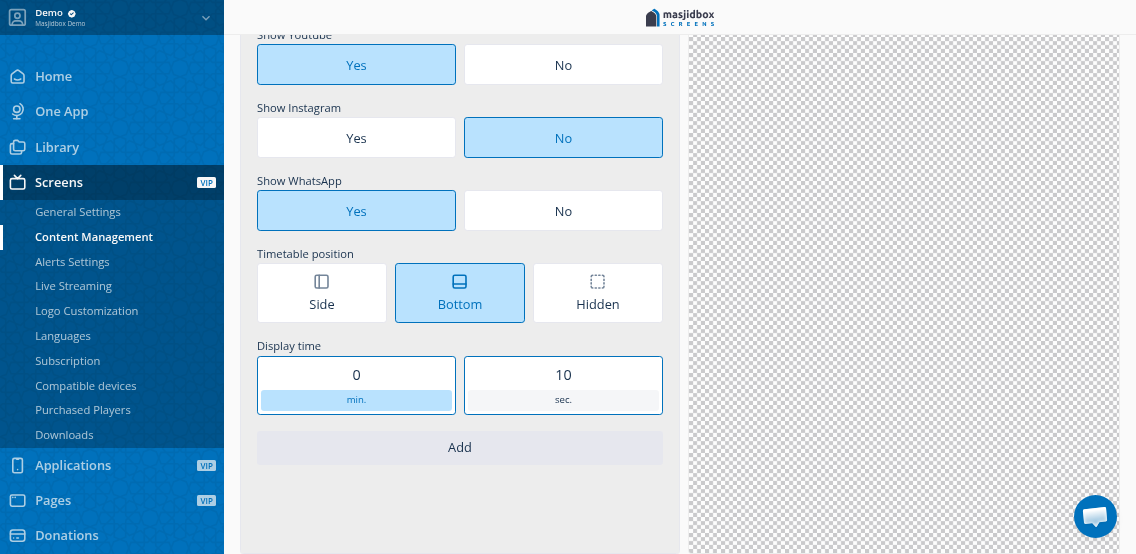 Playlist showing the newly added social media component